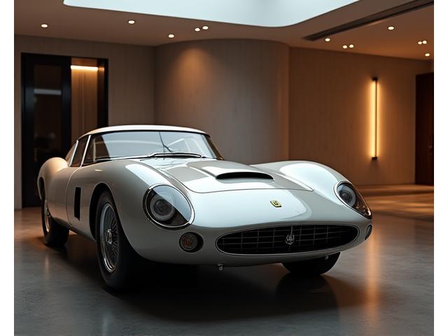 Discreet private viewing of an classic car in a modern, well-lit garage