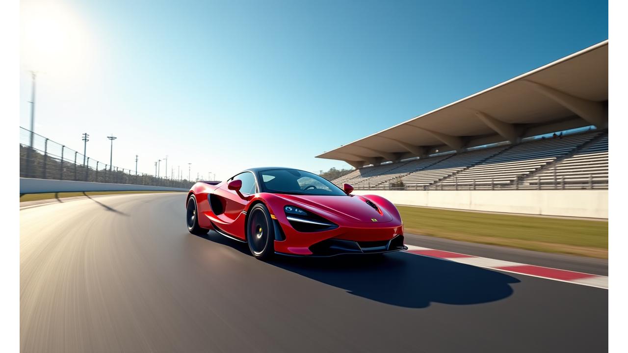 Luxury performance car on a race track during an exclusive track day experience