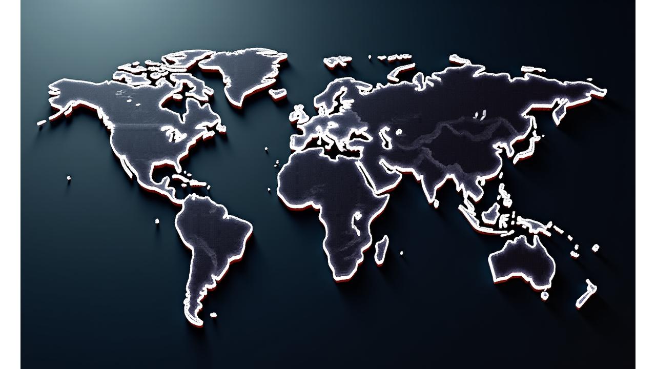 Stylized interactive world map with glowing points in major luxury car hubs
