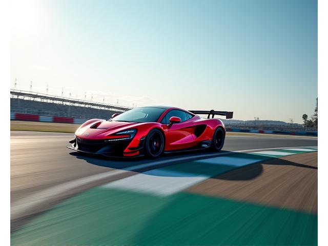 High-performance hybrid sports car cornering on a race track, leaving a blur of motion