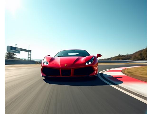 Luxury sports car cornering on a racetrack at high speed